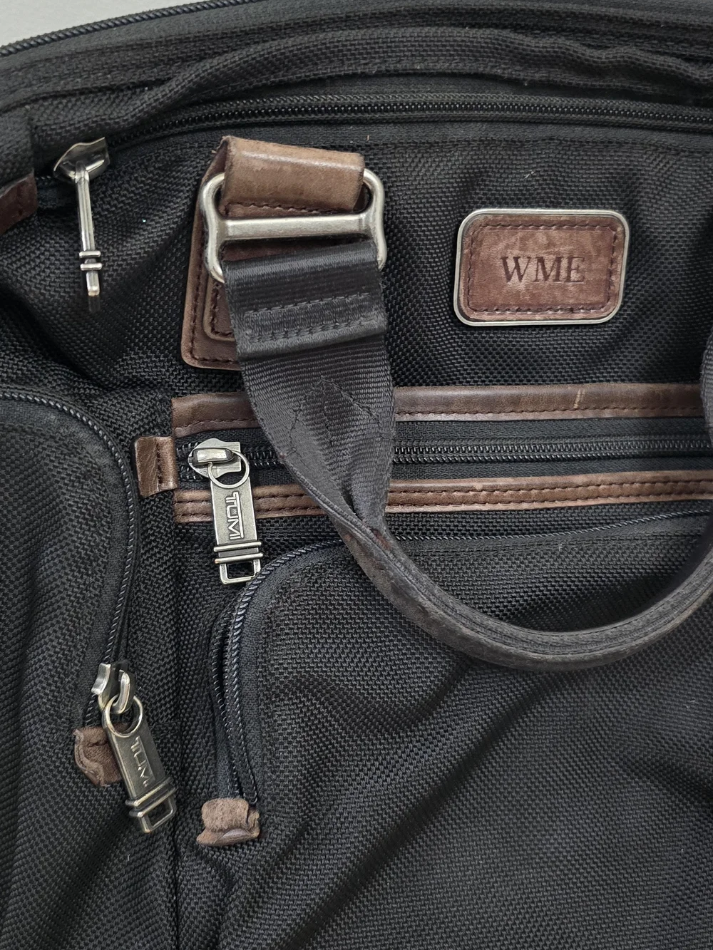 Tumi Black and Brown Travel Brief with Leather Trim